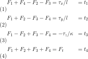 Moment force equations
