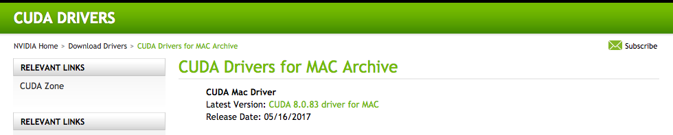 update cuda driver mac